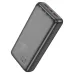 Rear view of Hoco J121A 20000mAh Power Bank showing technical specifications, compliance logos, and top ports.