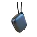 Metal gray  Hoco Q49 Power Bank with a built-in lanyard strap placed beside a bundled black charging cable.