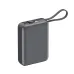 Large-capacity gray rectangular power bank featuring multiple USB ports, a digital display, and a sturdy braided carrying strap.