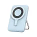 light blue wiwu power bank with wireless charging and kickstand