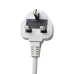 Deli CT705ES 3-pin plug with fuse, white body, and UK-style prongs for safe and reliable electrical connection.