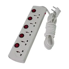 Nano MBS 405 5-Port Power Strip White (2 Pin Power Plug)