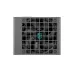 Fan view of DeepCool PS650G 650W Power Supply with cooling blades visible through square grille and teal logo center.