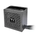 Angled view of Thermaltake Toughpower GX3 750W PSU showing ventilation grill and attached power cables
