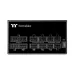 Modular panel of Thermaltake Toughpower iRGB Plus 1000W PSU showing ATX, CPU, PCIe, SATA ports and USB control