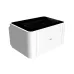 Front angled view of Deli P1820W Printer with compact design, top-loading paper tray, and control buttons on corner.