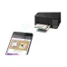 Front view of the Epson EcoTank L3310 Multifunction InkTank Printer printing a color page beside a sample printed document display