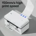 Deli ES341W Thermal Label Printer feature graphic showcasing high-speed 150mm/s printing for efficient label production.
