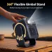 Side view of Xiaomi Wanbo ToGo Pro Projector mounted on 360° flexible gimbal stand for adjustable angles.