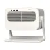 Rear angle view showing ventilation panel and sturdy angled stand design of the projector