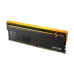 Front view of Lexar THOR RGB 2nd Gen DDR5 RAM featuring sleek black design with orange-yellow highlights and Lexar logo.