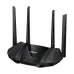 Front angled view of Dahua AX15M Router highlighting matte black finish and quad antenna layout for extended coverage.