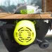 Action view of XCORT XMY01-185 Saw Machine cutting wooden plank with sharp metallic blade and yellow housing.