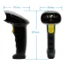 Front and side measurement views of the GTCODESTAR X-9100 Handheld 1D Laser Barcode Scanner.