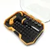 Open case view of Tolsen 20036 Sockets Set with molded compartments holding screwdriver handle, bits, and sockets.