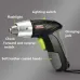 Diagram view of XCORT XDC01-4.8 Screwdriver showing flashlight, leather grip, and control switches.