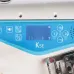 Close-up of the blue Jack K5E industrial sewing machine control panel with a digital screen and icon-based function buttons.