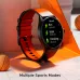 Sporty view of boAt Lunar Link smartwatch with orange band showing multiple sports tracking modes.