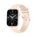 Front angled view of COLMI C28 Smart Watch with rose gold frame, black dial, and beige strap.