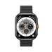Close-up angled view of Haylou Velo smartwatch with rotating crown and rugged sport design.