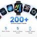 Front view of Haylou Watch Faro smartwatch with colorful digital face surrounded by 200+ customizable watch faces.