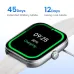 Charging view of Haylou Watch Faro with white band showing 45-day extended battery and 12-day heavy use mode.