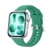 Angled profile of a HUAWEI WATCH FIT 5 with a green silicone strap and matching watch face.