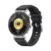 Front view of Huawei Watch GT 6 with black strap showing 24-hour dial, heart rate, steps, and analog-style digital clock.