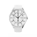 Hybrid IMIKI Muse-1 smartwatch with white strap, analog hands, and digital readouts for heart rate, date, and calories.