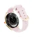 Back view of IMIKI Muse-1 showing pink strap, gold casing, and circular sensor area with certification marks.