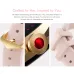 Front design view of IMIKI Muse-1 smartwatch with pink strap, gold frame, and red accent button crafted for women.