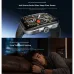 Close-up angled product view of the Oraimo Watch 7 screen alongside a person sleeping with health tracking.