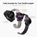 Front view of QCY Track S10 smartwatches showing HRV, sleep monitoring, and health report features.