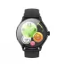 XO J11 Smart Watch front view with black strap and vibrant round screen showing widgets.