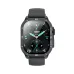 XO J12 Smart Watch front view with black strap and square display showing fitness and time widgets.