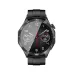 XO Watch 4 straight-on front view showing a black bezel, black strap, and detailed watch face.