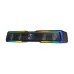 Fantech GS305 soundbar front view with dynamic RGB lighting borders, mesh grill, 4 visible speaker drivers, and volume knob.