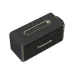 Fantech FBS2 Perspective top-corner view showing the black rectangular speaker, golden body trim, front 