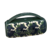 Angled view of the camouflage Jiayou BOOMBOX B20 Portable Bluetooth Speaker showing its wide body and integrated carry handle.