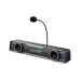 Havit SK220 RGB Dual Mode Gaming Soundbar with Microphone shown from a front left sideview with its flexible microphone extended.
