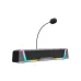 Havit SK221 RGB Dual Mode Gaming Soundbar with Microphone shown from a front right view with its flexible microphone extended.