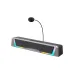 Havit SK221 RGB Dual Mode Gaming Soundbar with Microphone shown from a front left view with its flexible microphone extended.