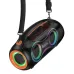 Front angled view of Hoco DS67 SuperBass Pro 600W Bluetooth Speaker with RGB-lit drivers and carry strap.