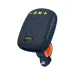 Front three-quarter view of the blue Hoco HC35 Fun Outdoor Riding Bluetooth Speaker mounted on its clamp base.