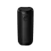 Straight-on side view of the black cylindrical Hoco HC50 Advantage 8W portable Bluetooth speaker showing fabric mesh exterior, strap loop, and charging port.