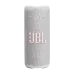 Small image of a vertical, white JBL Flip 5 portable Bluetooth speaker with the JBL logo.