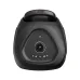 Rear angle of JBL PartyBox speaker showing extended telescopic handle and sturdy wheels.