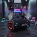 Jiayou BOOMBOX B20 Portable Bluetooth Speaker placed on a wet surface with RGB lighting visible around the speaker drivers.
