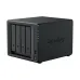 Angled front view of Synology DS425+ with 4 drive bays, LED indicators and front USB port visible