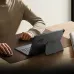 Side view of CHUWI Hi10 X2 Windows 11 Tablet connected to keyboard cover on desk in a typing posture